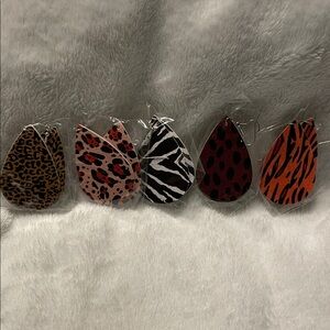 Animal Print Teardrop Earrings 5pair